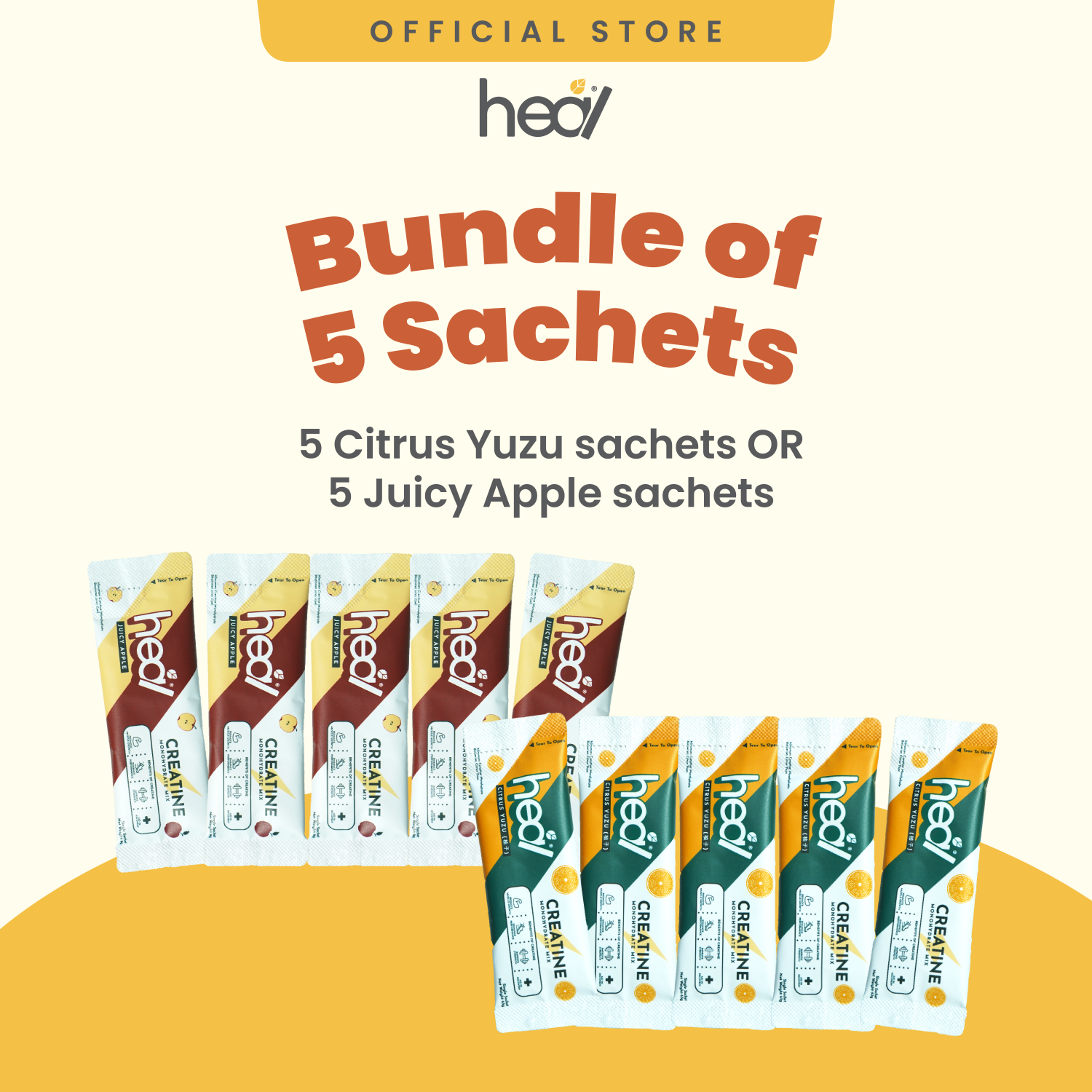 [Bundle of 5] Creatine Sachet (Citrus Yuzu / Juicy Apple) 6g per sachet