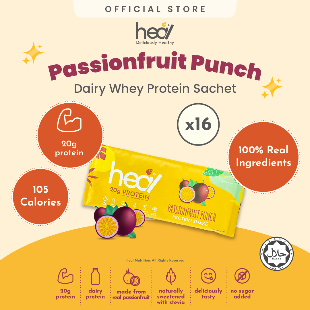 Heal Passionfruit Punch Protein Shake, 16 Sachets (30g)